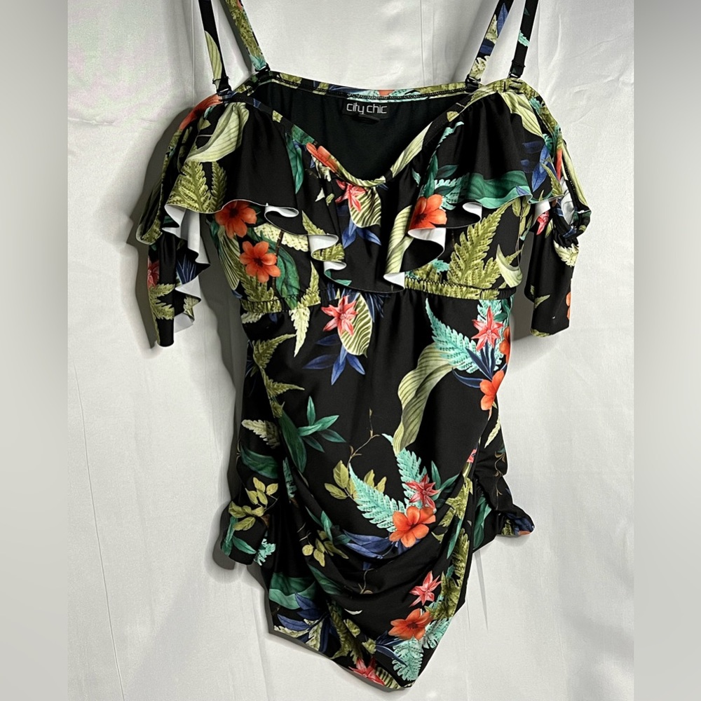 COPY - City Chic Tankini Top Plus Size Small Tropical